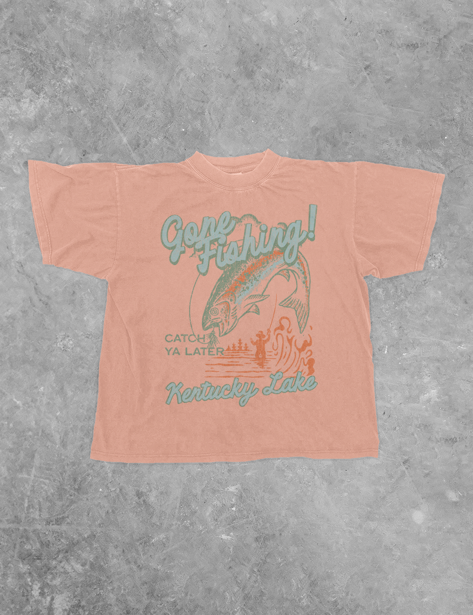 Underground Original Design: Gone Fishing!, KY Lake Boxy Cotton TShirt