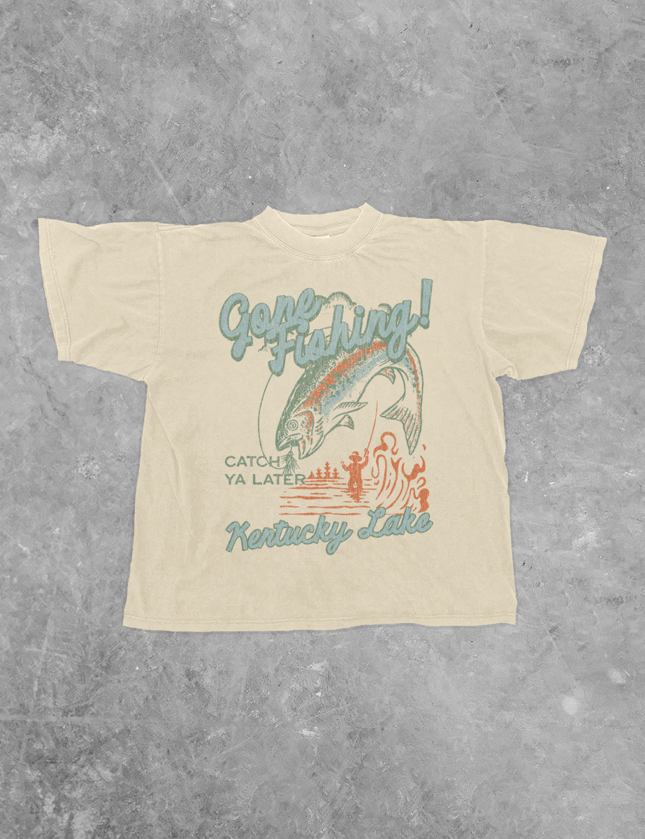 Underground Original Design: Gone Fishing!, KY Lake Boxy Cotton TShirt