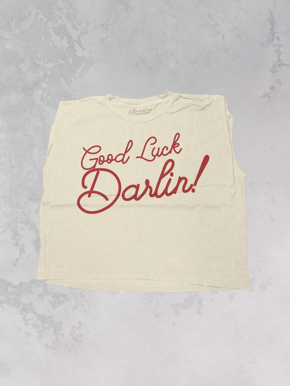 Good Luck Darlin!, Western Vintage Cropped Muscle Tank