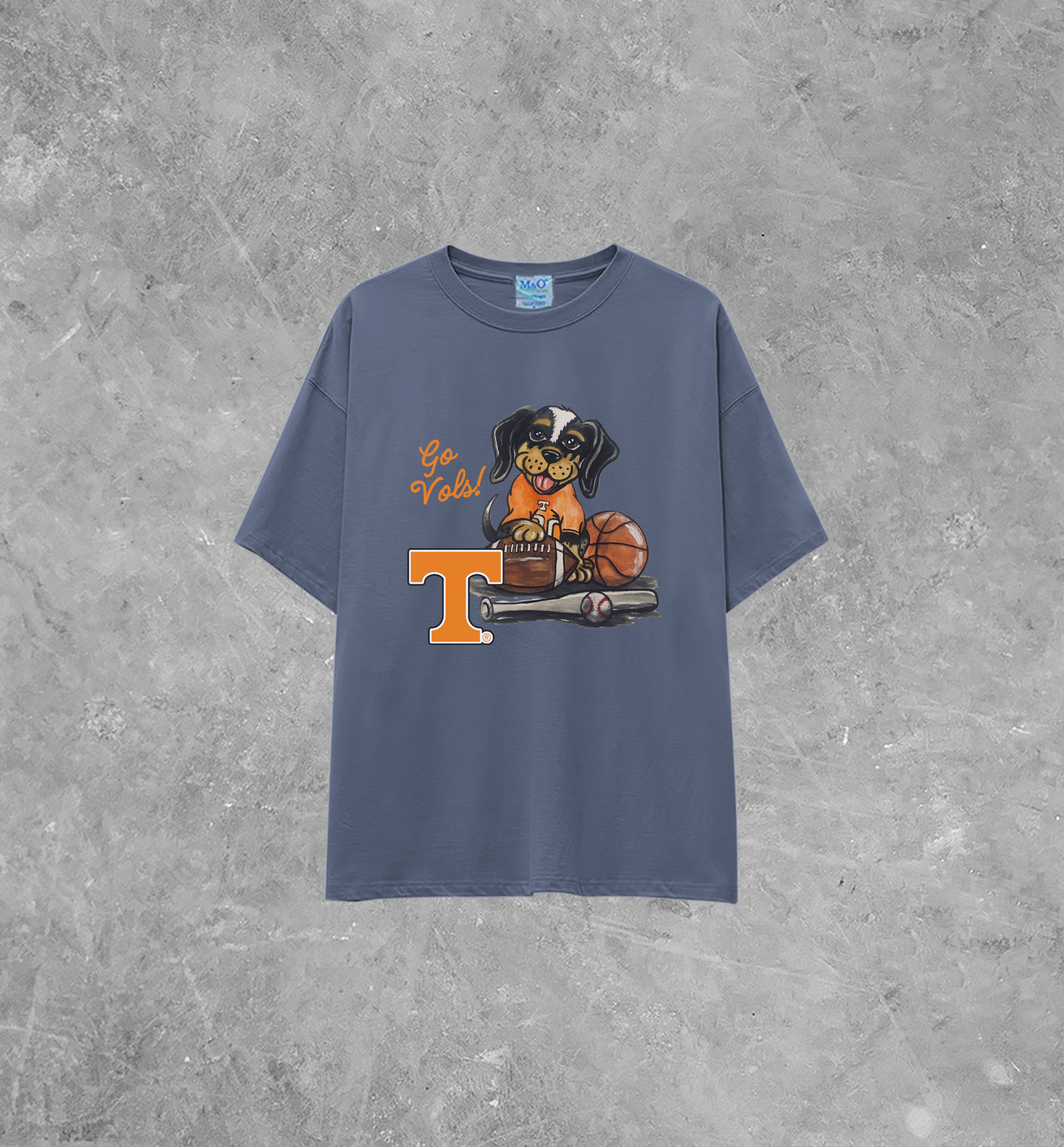 Go Vols! Smokey Pup Cartoon Lightweight M&O Cotton TShirt