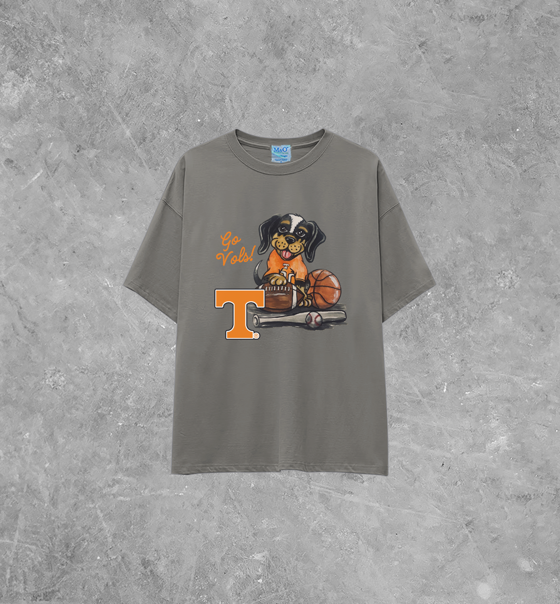 Go Vols! Smokey Pup Cartoon Lightweight M&O Cotton TShirt
