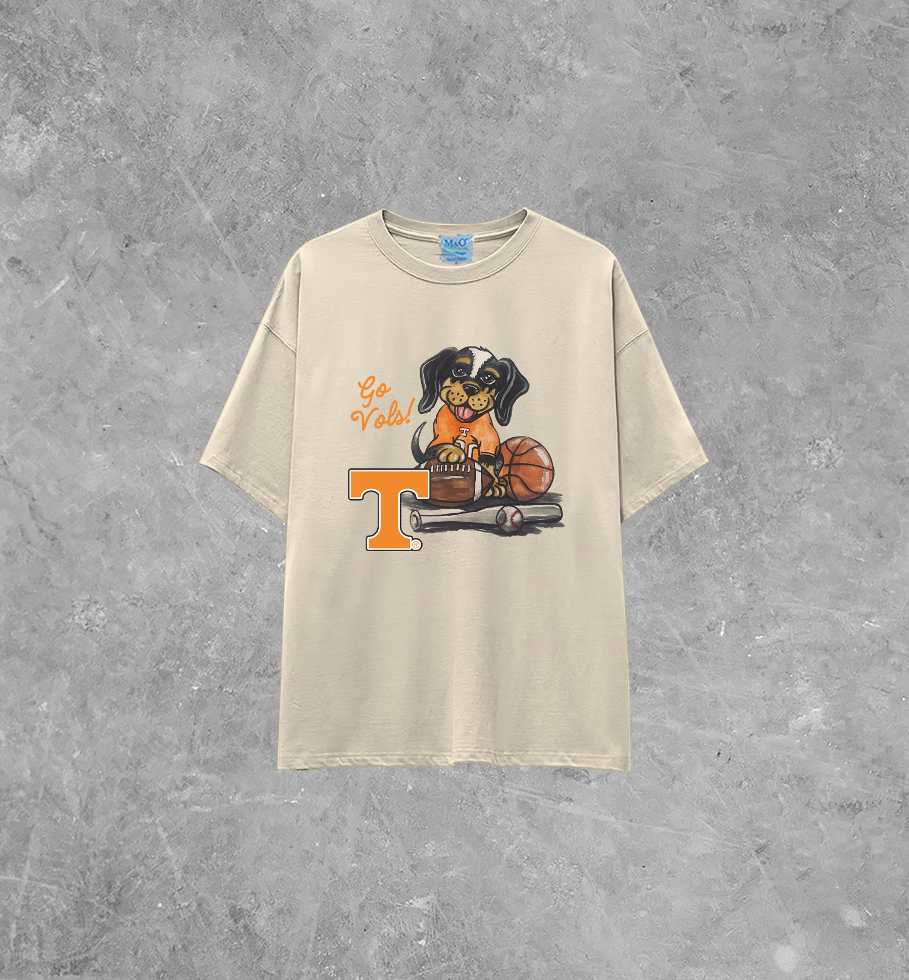 Go Vols! Smokey Pup Cartoon Lightweight M&O Cotton TShirt