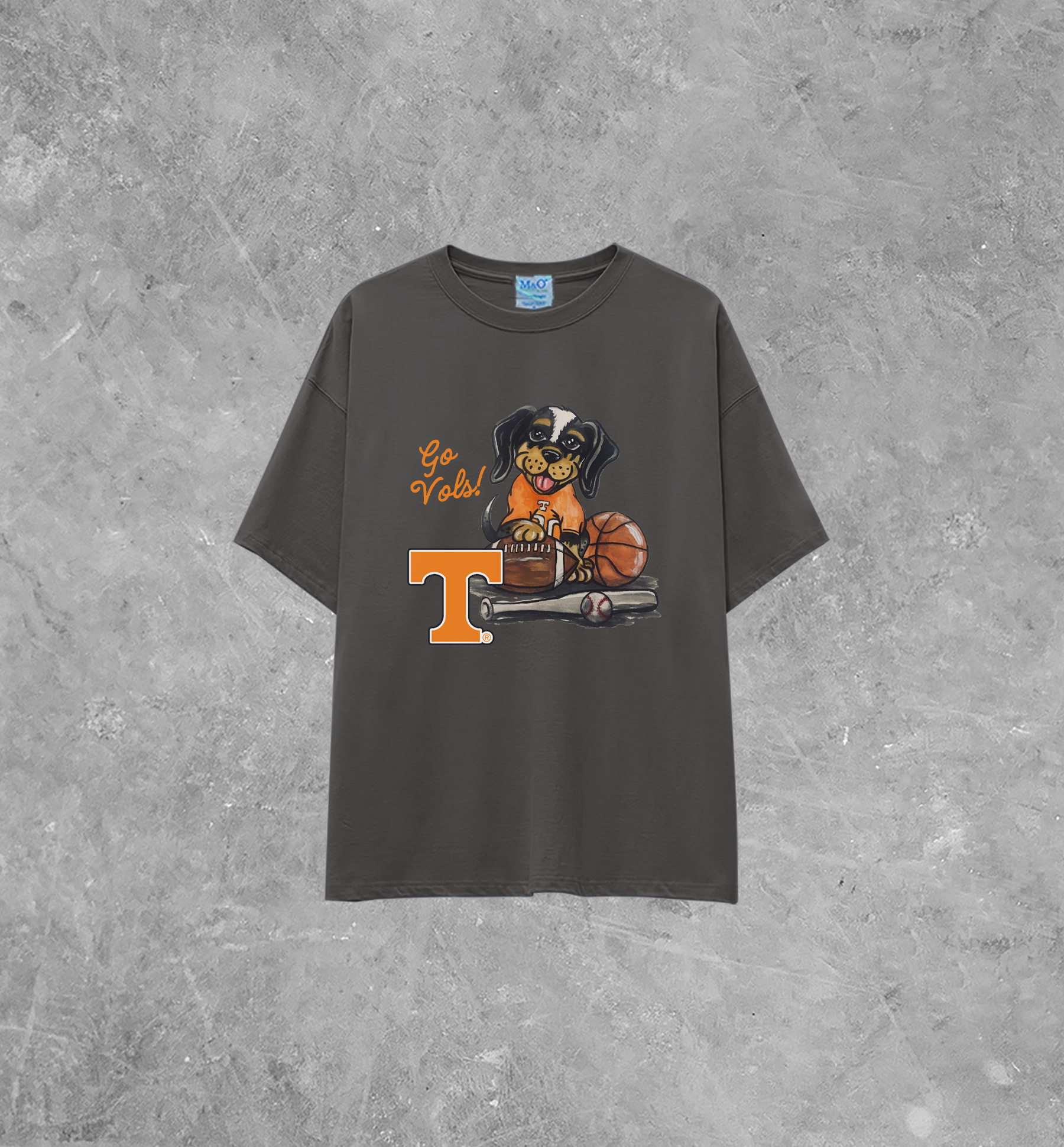 Go Vols! Smokey Pup Cartoon Lightweight M&O Cotton TShirt