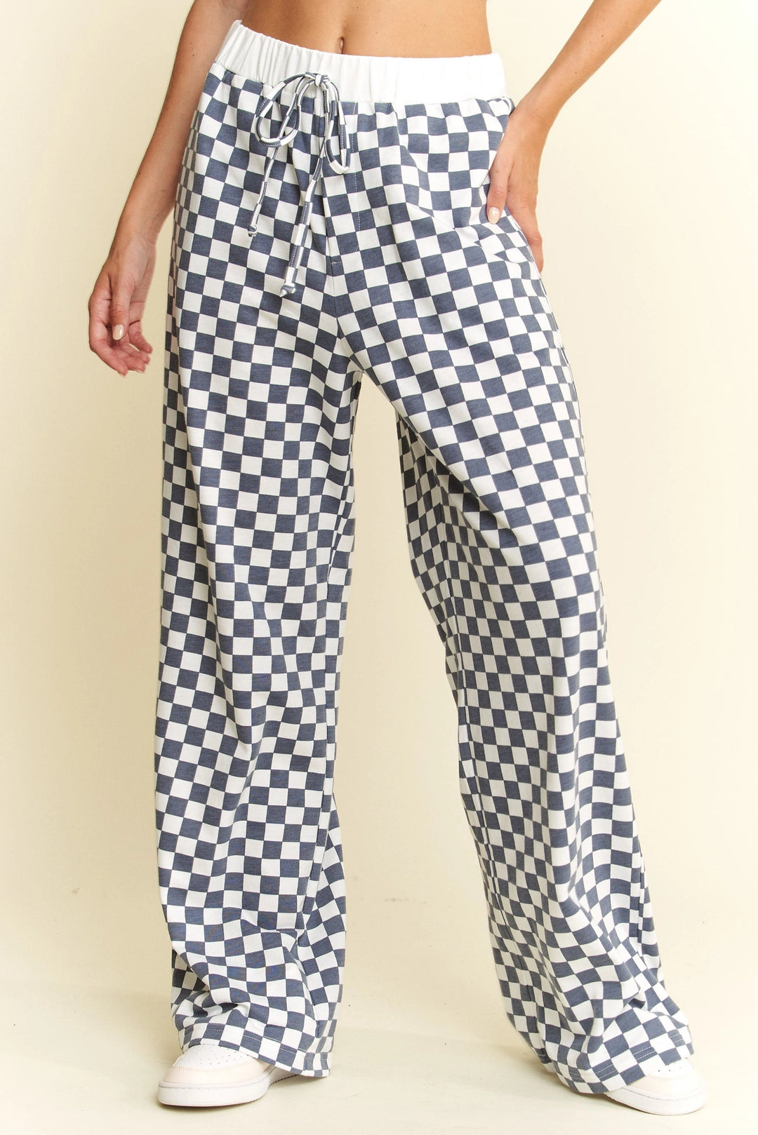 Checkered Print Wide Leg Boxer Pants