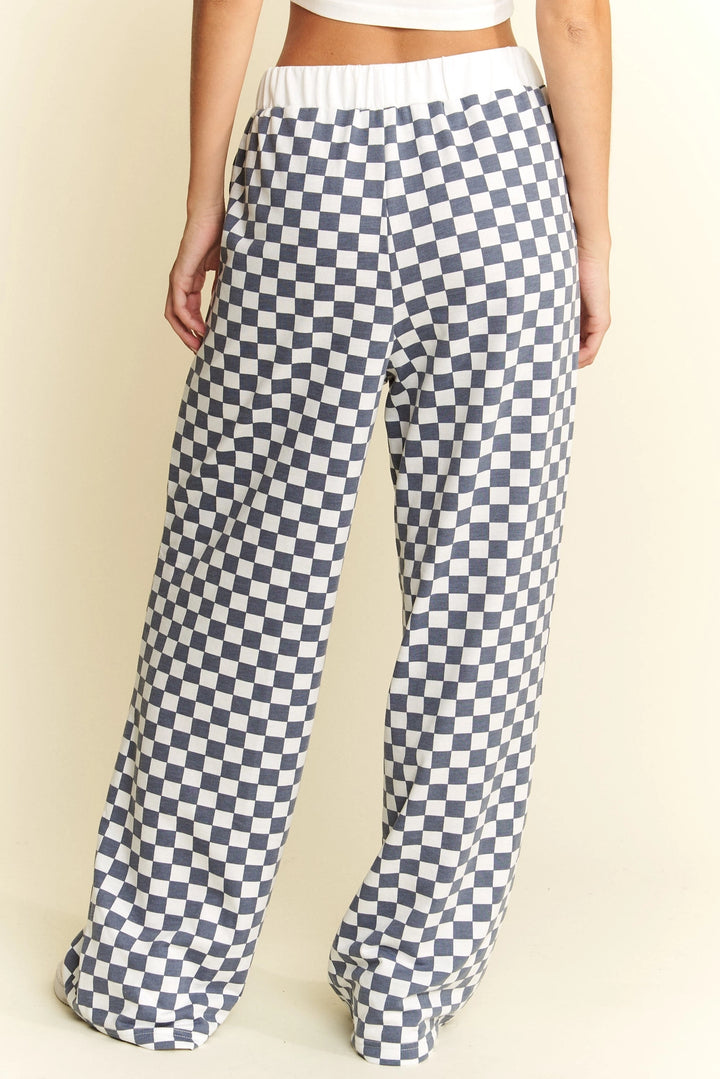 Checkered Print Wide Leg Boxer Pants