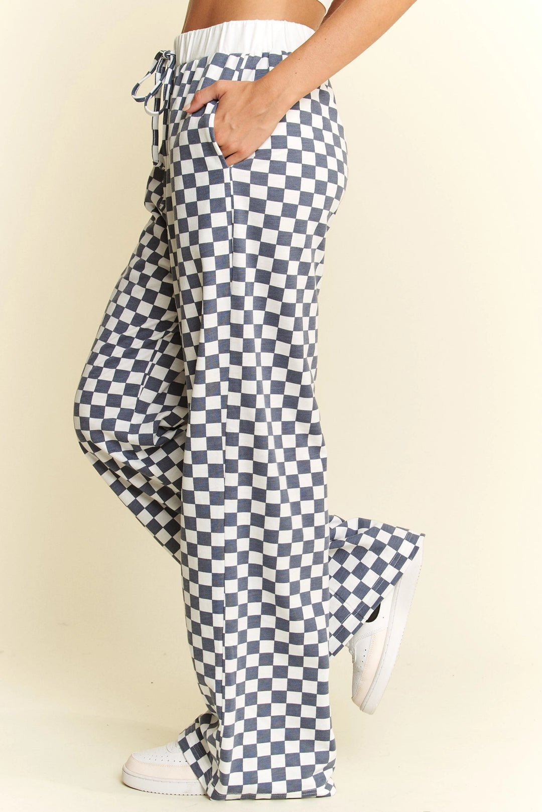 Checkered Print Wide Leg Boxer Pants