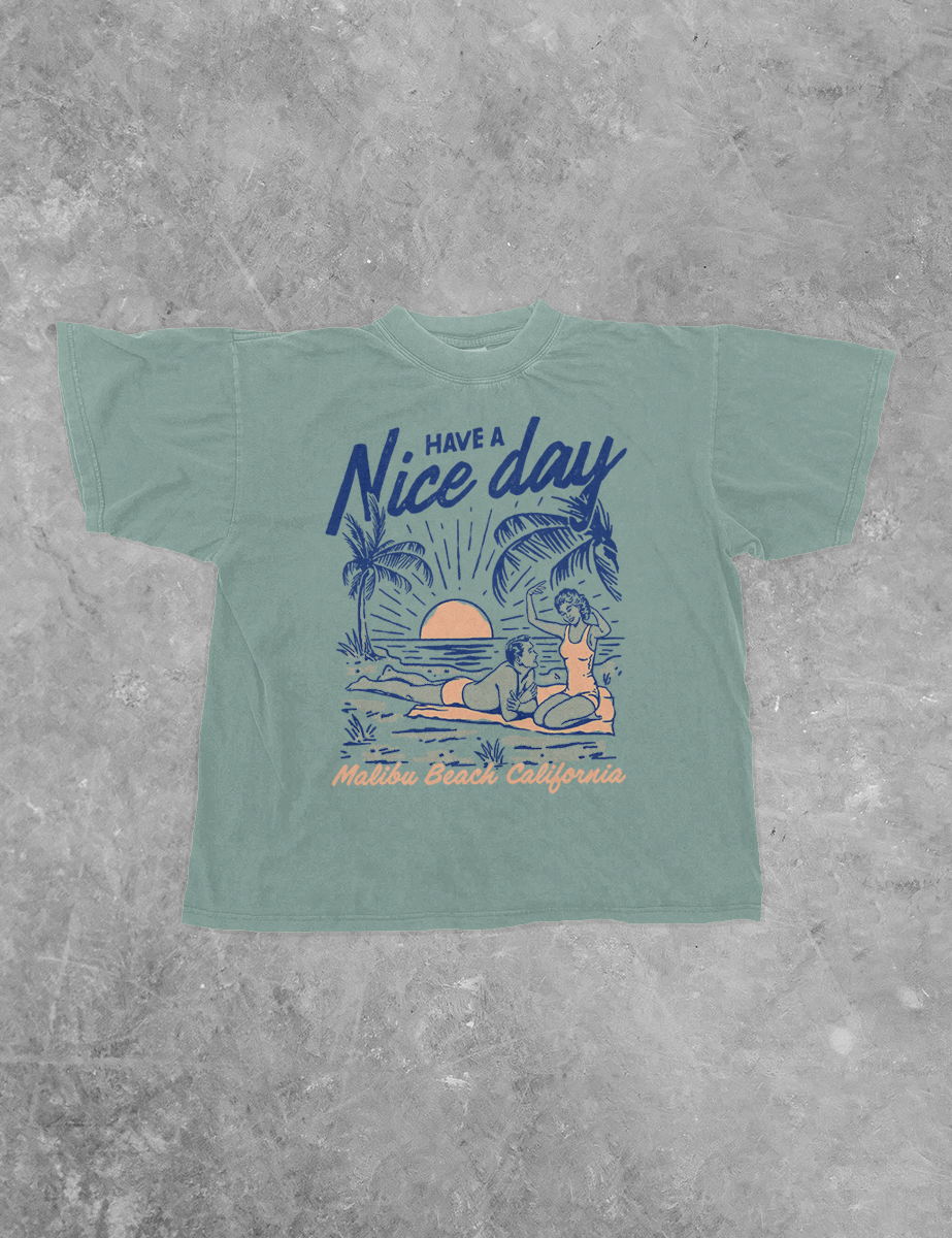 Underground Original Design: Have A Nice Day, Malibu Beach Boxy Cotton TShirt
