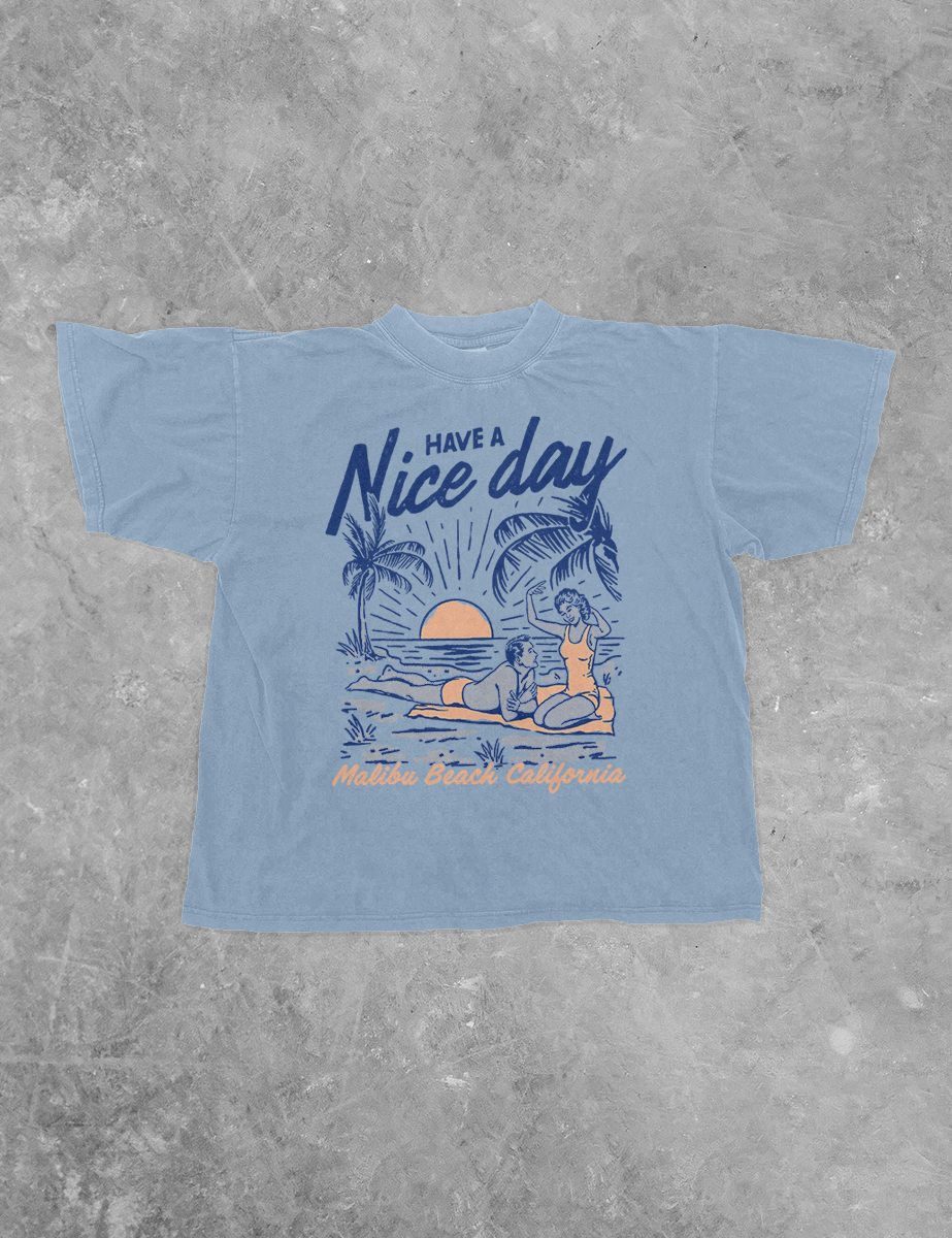 Underground Original Design: Have A Nice Day, Malibu Beach Boxy Cotton TShirt