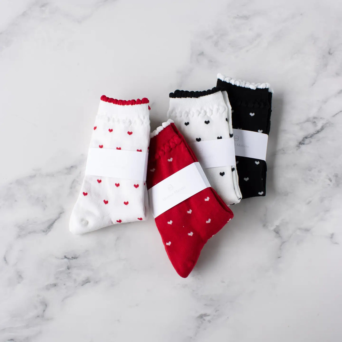 Valentine's Socks - White with Black Hearts