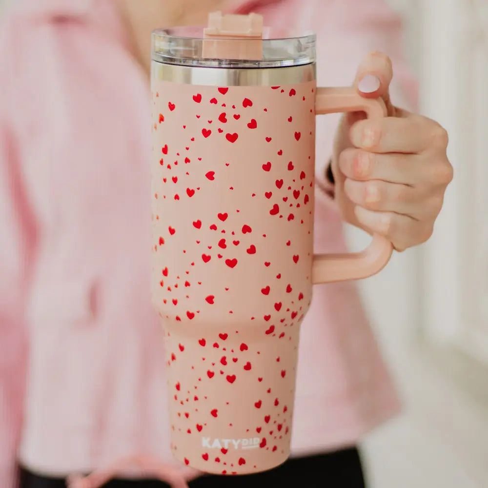 Mini Red Hearts, Oversized Insulated Tumbler