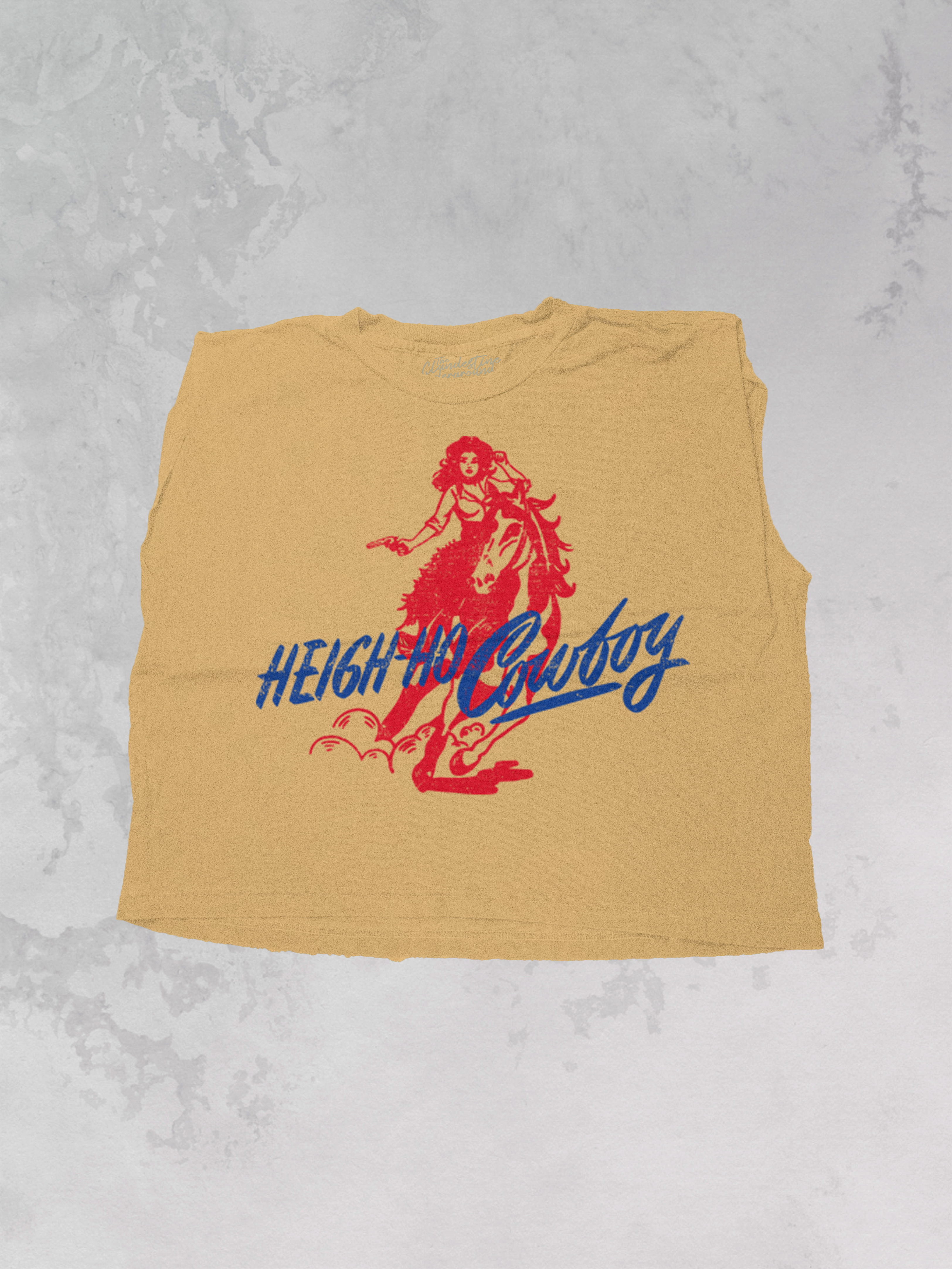 Underground Original Design: Heigh-Ho-Cowboy, Western Vintage Cropped Muscle Tank