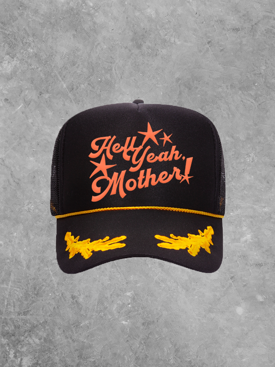 Hell Yeah Mother, Star Detail Coral Puff Trucker Hat