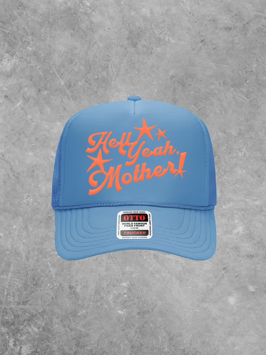 Hell Yeah Mother, Star Detail Coral Puff Trucker Hat