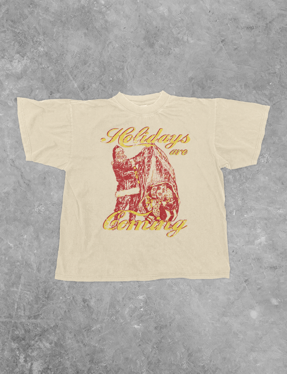 Underground Original Design: Holidays are Coming Santa, Christmas Boxy Cotton TShirt