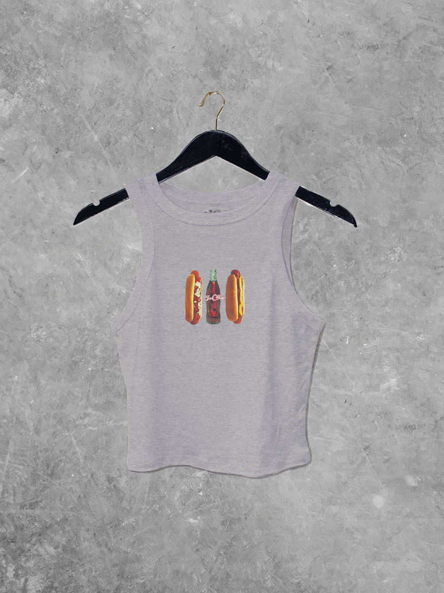 Hots Dogs & Ice Cold Drink, Americana Summer Micro-Ribbed Tank
