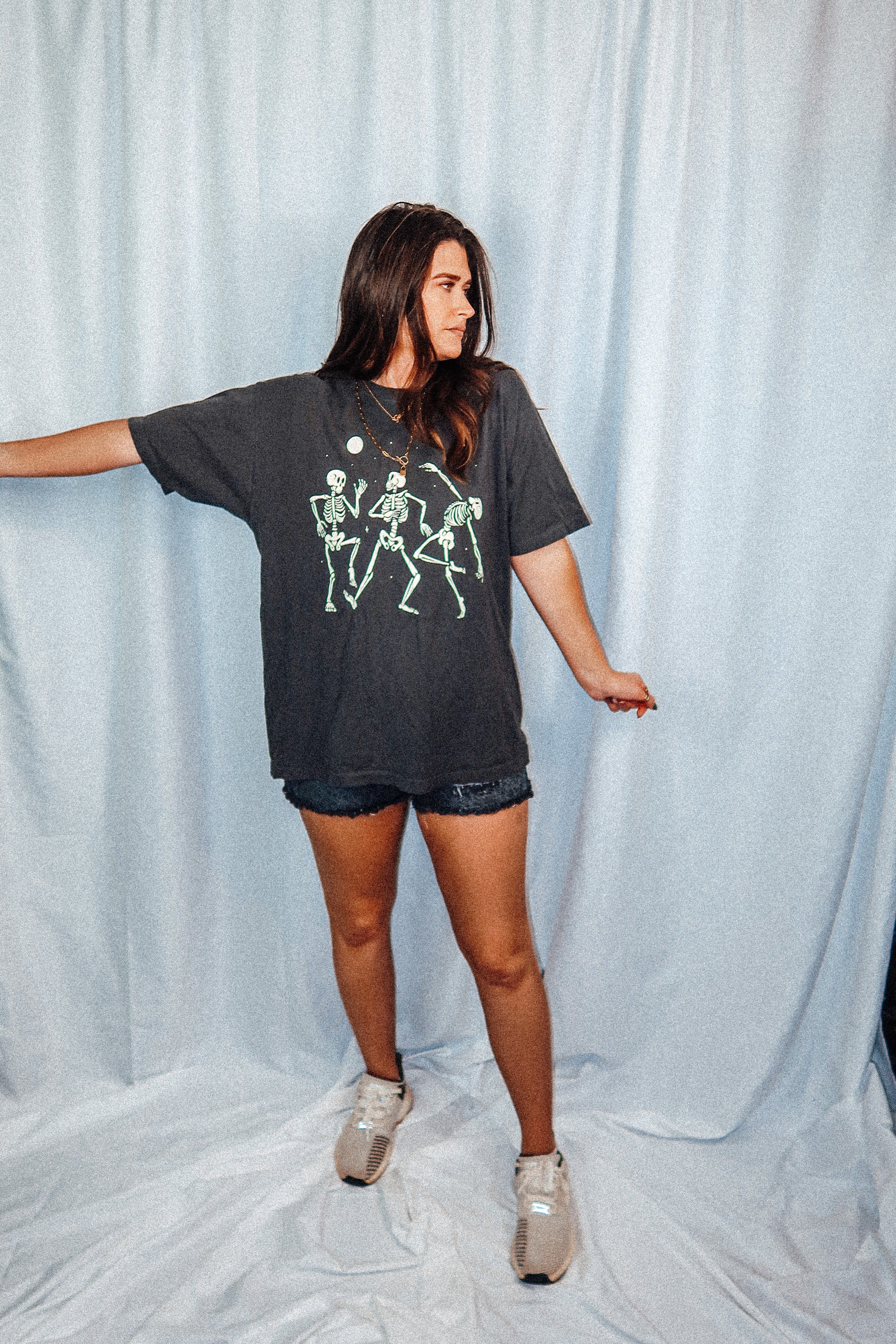 Underground Original Design: Dancing Skeletons Under a Moon Boxy Cotton TShirt