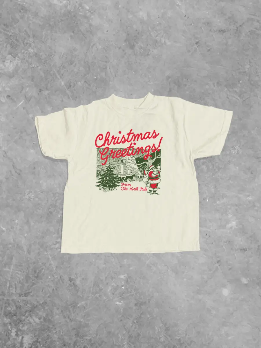 * KIDS * Christmas Greetings! Holiday Kids Boxy T-Shirt