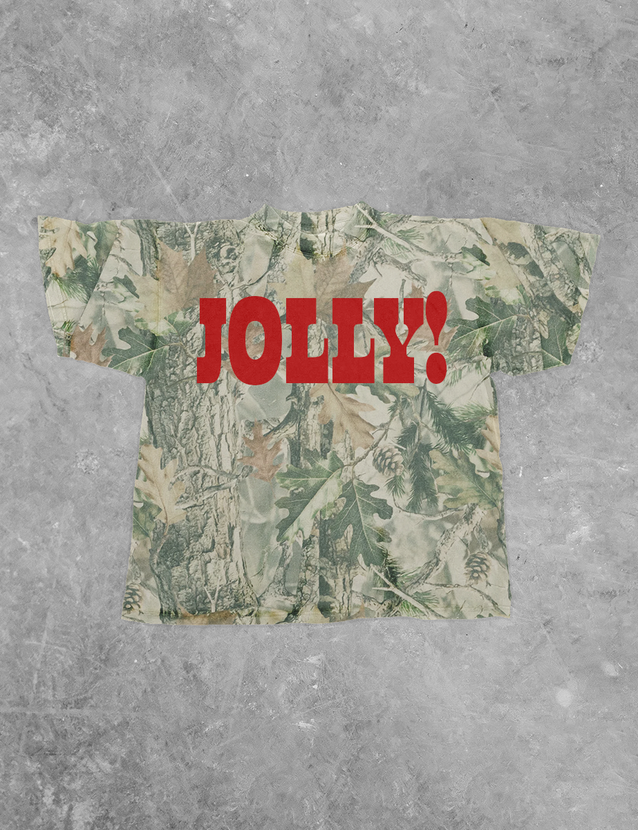 Underground Original Design: Jolly! Puff, Christmas Camo Western Boxy Cotton TShirt
