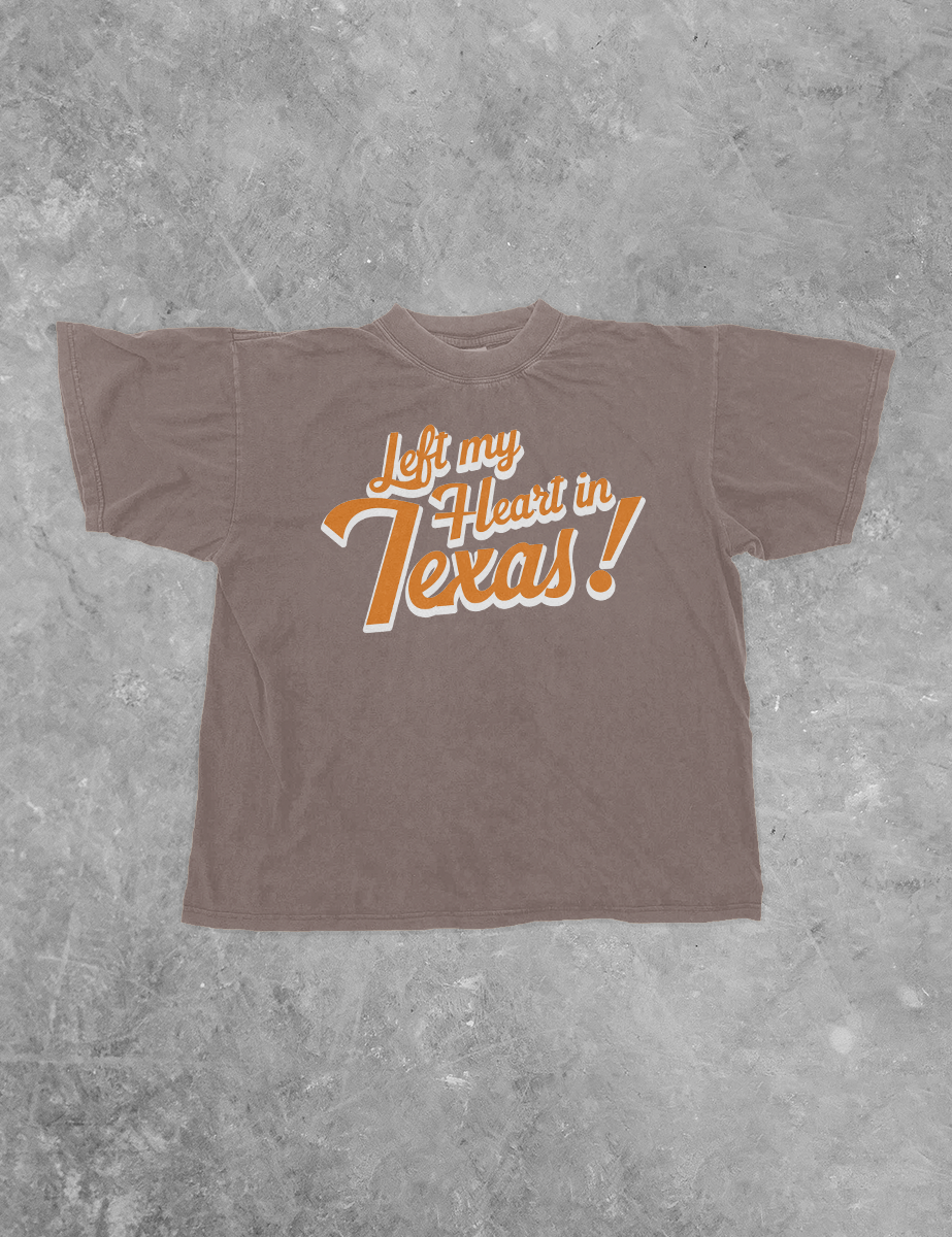 Underground Original Design: Left My Heart in Texas Boxy Cotton TShirt