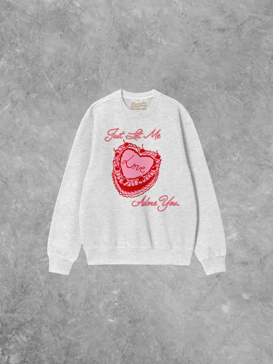 Underground Original Design: Let Me Adore You, Heart Cake Boxy Cotton Sweatshirt