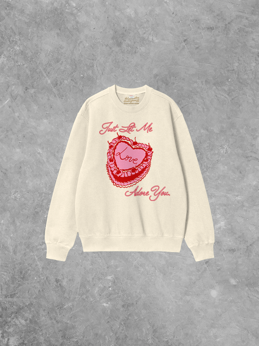 Underground Original Design: Let Me Adore You, Heart Cake Boxy Cotton Sweatshirt