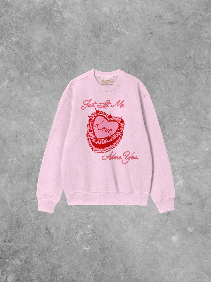 Underground Original Design: Let Me Adore You, Heart Cake Boxy Cotton Sweatshirt