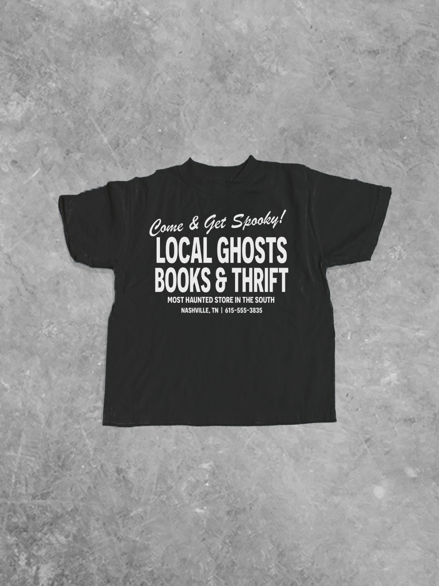 * KIDS * Local Ghosts Books & Thrift, Halloween Boxy Kids T-Shirt