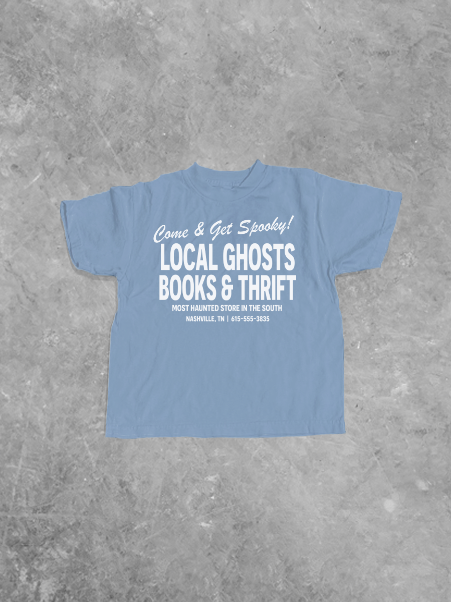 * KIDS * Local Ghosts Books & Thrift, Halloween Boxy Kids T-Shirt