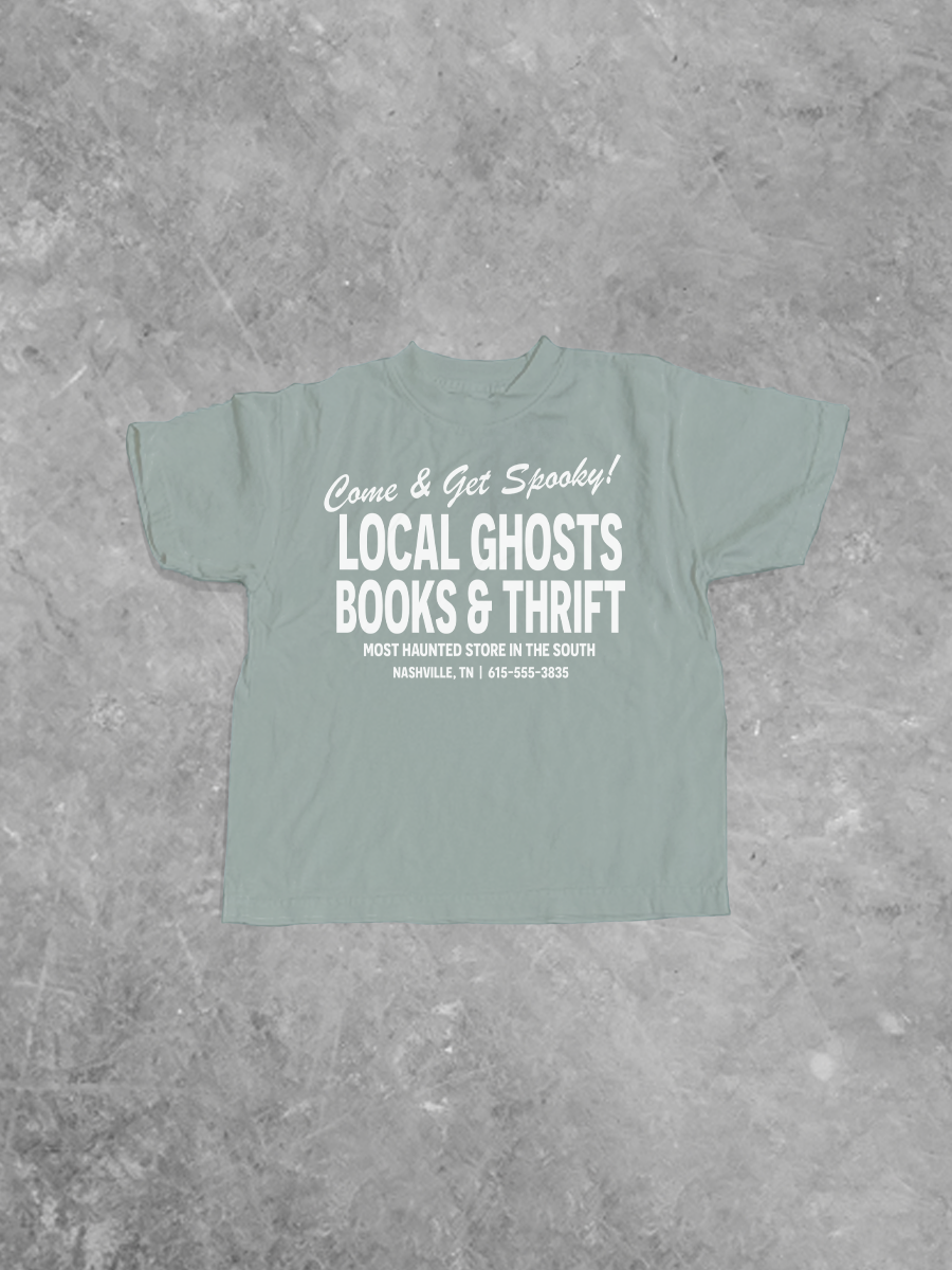 * KIDS * Local Ghosts Books & Thrift, Halloween Boxy Kids T-Shirt