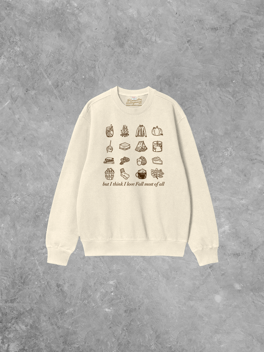 Underground Original Design: Love Fall Most of All, Boxy Cotton Sweatshirt