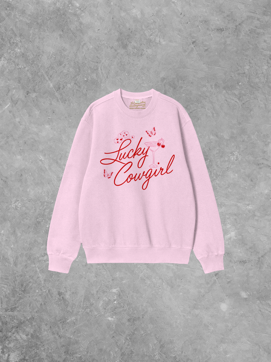 Underground Original Design: Lucky Cowgirl, Western Boxy Cotton Sweatshirt