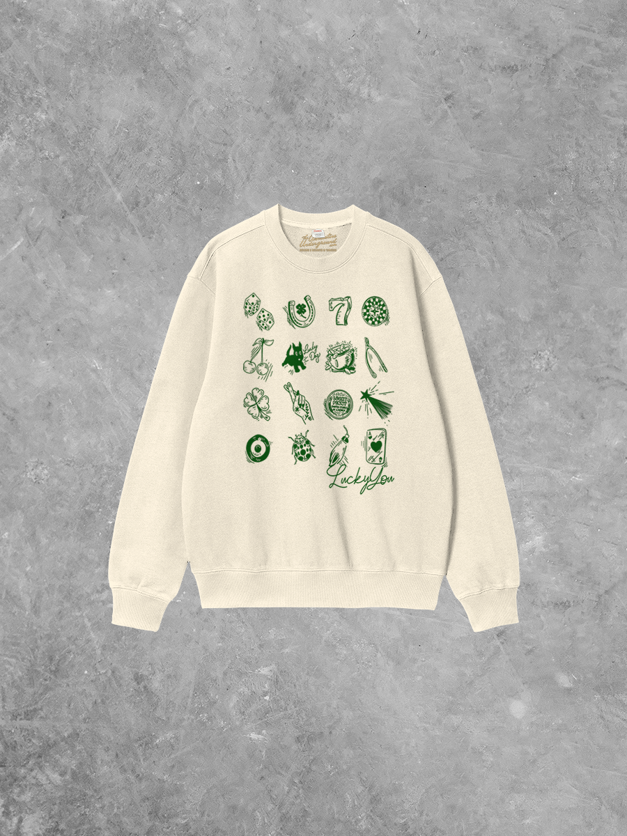 Underground Original Design: Lucky You, St. Patrick's Icons Boxy Cotton Sweatshirt