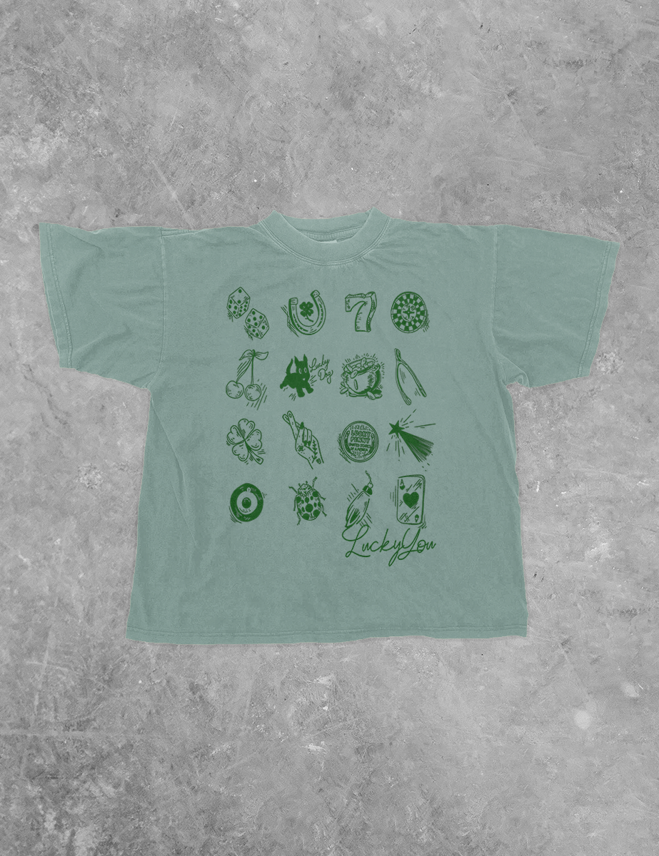 Underground Original Design: Lucky You, Collage Icon Boxy Cotton TShirt