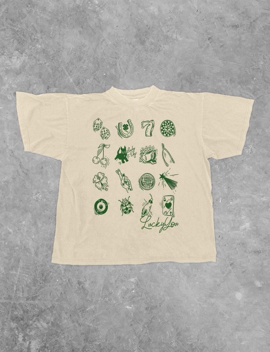 Underground Original Design: Lucky You, Collage Icon Boxy Cotton TShirt