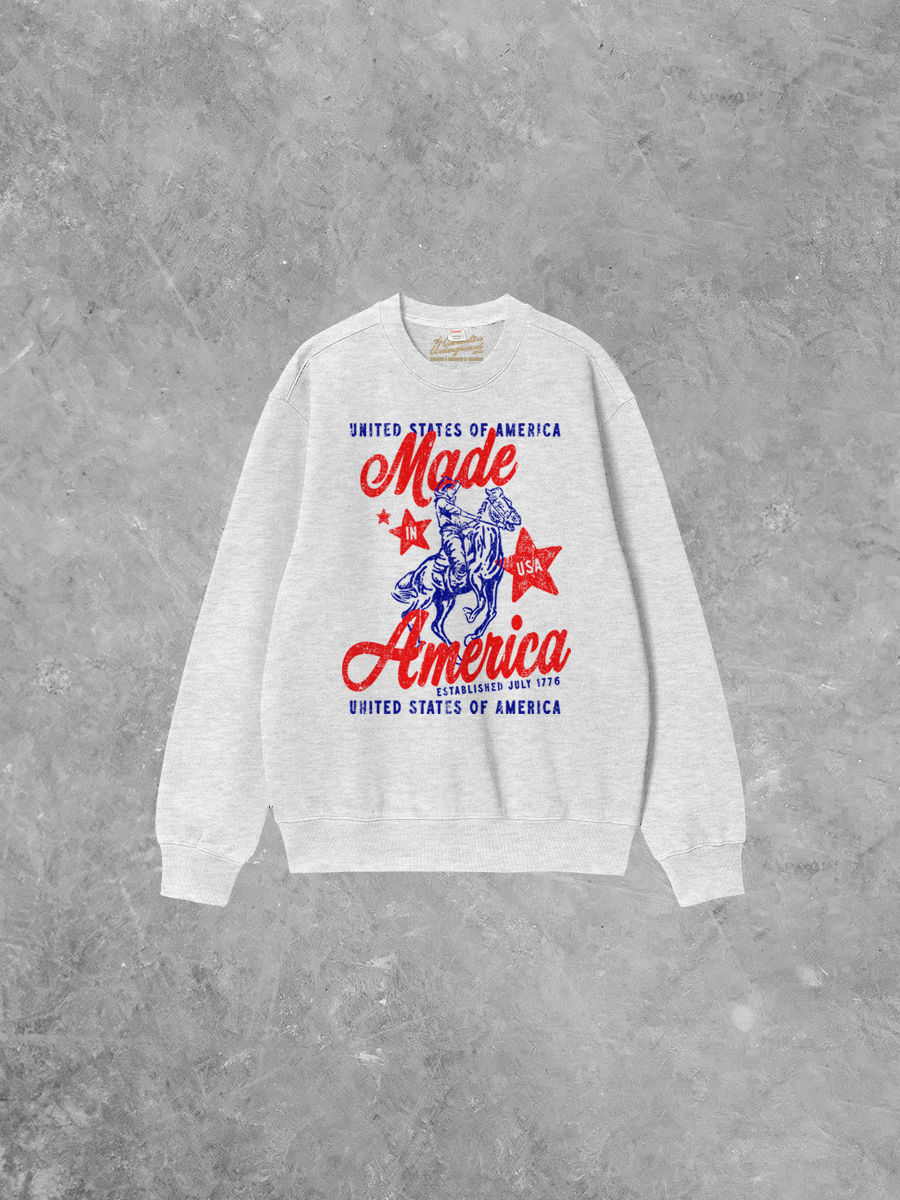 Underground Original Design: Made In America, USA Western Boxy Cotton Sweatshirt