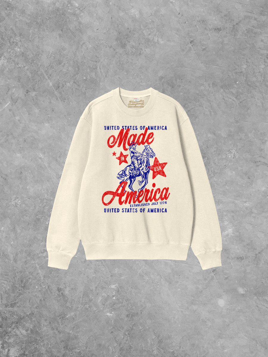 Underground Original Design: Made In America, USA Western Boxy Cotton Sweatshirt