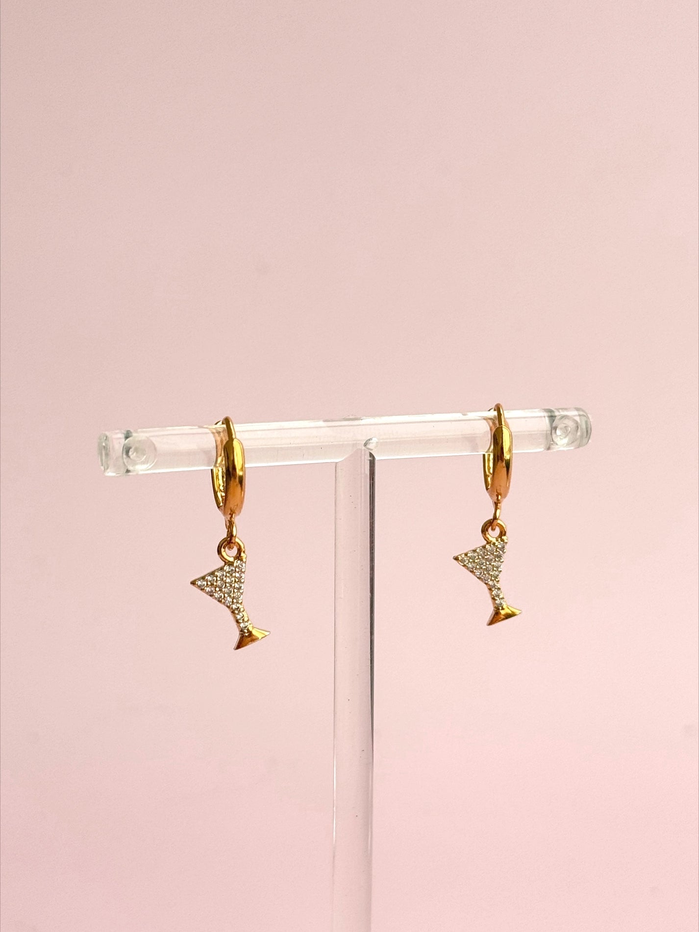 Gold Plated Martini Huggie Hoops
