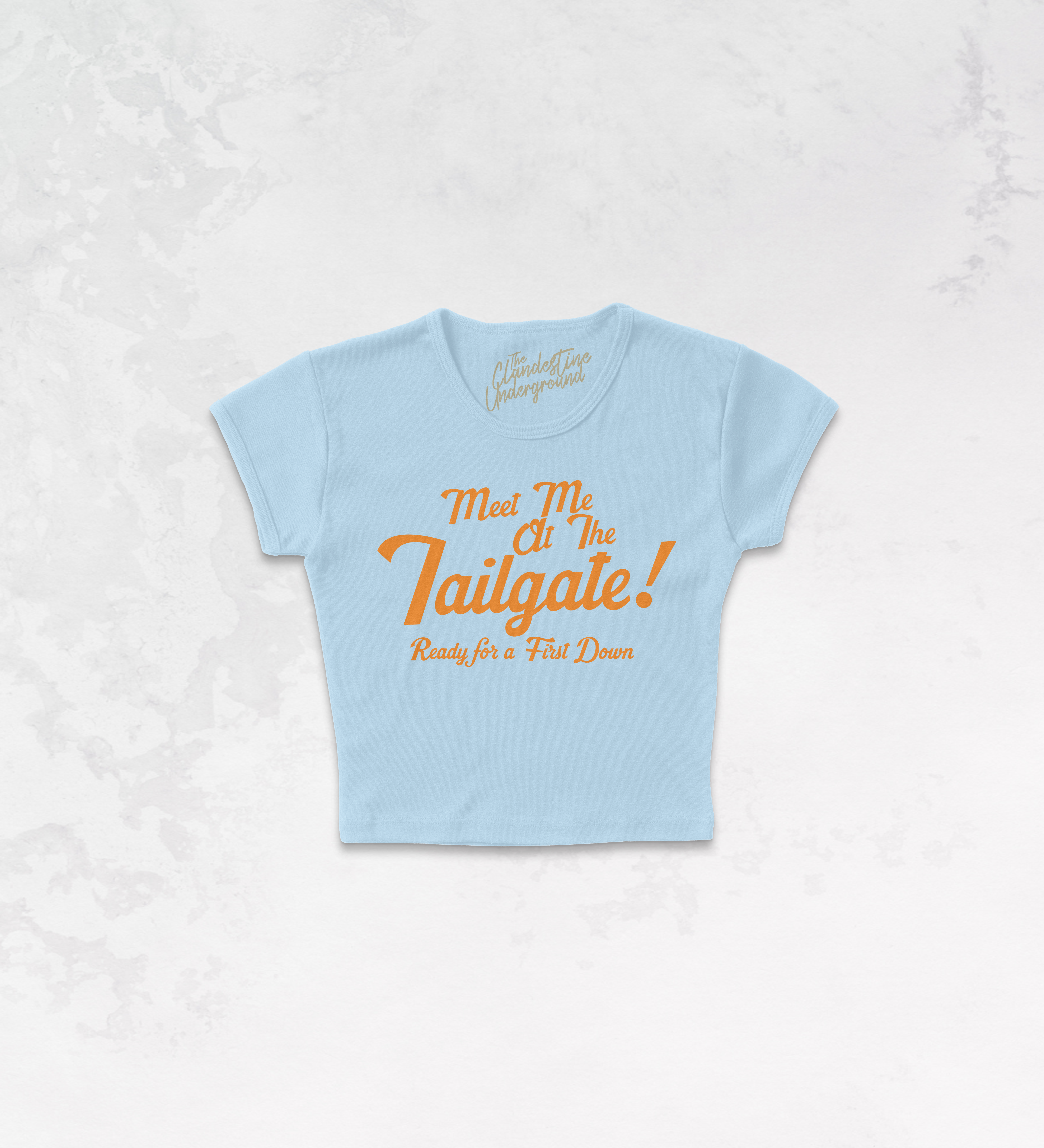 Underground Original Design: Meet Me at the Tailgate! (Orange) Micro-Ribbed Baby Tee