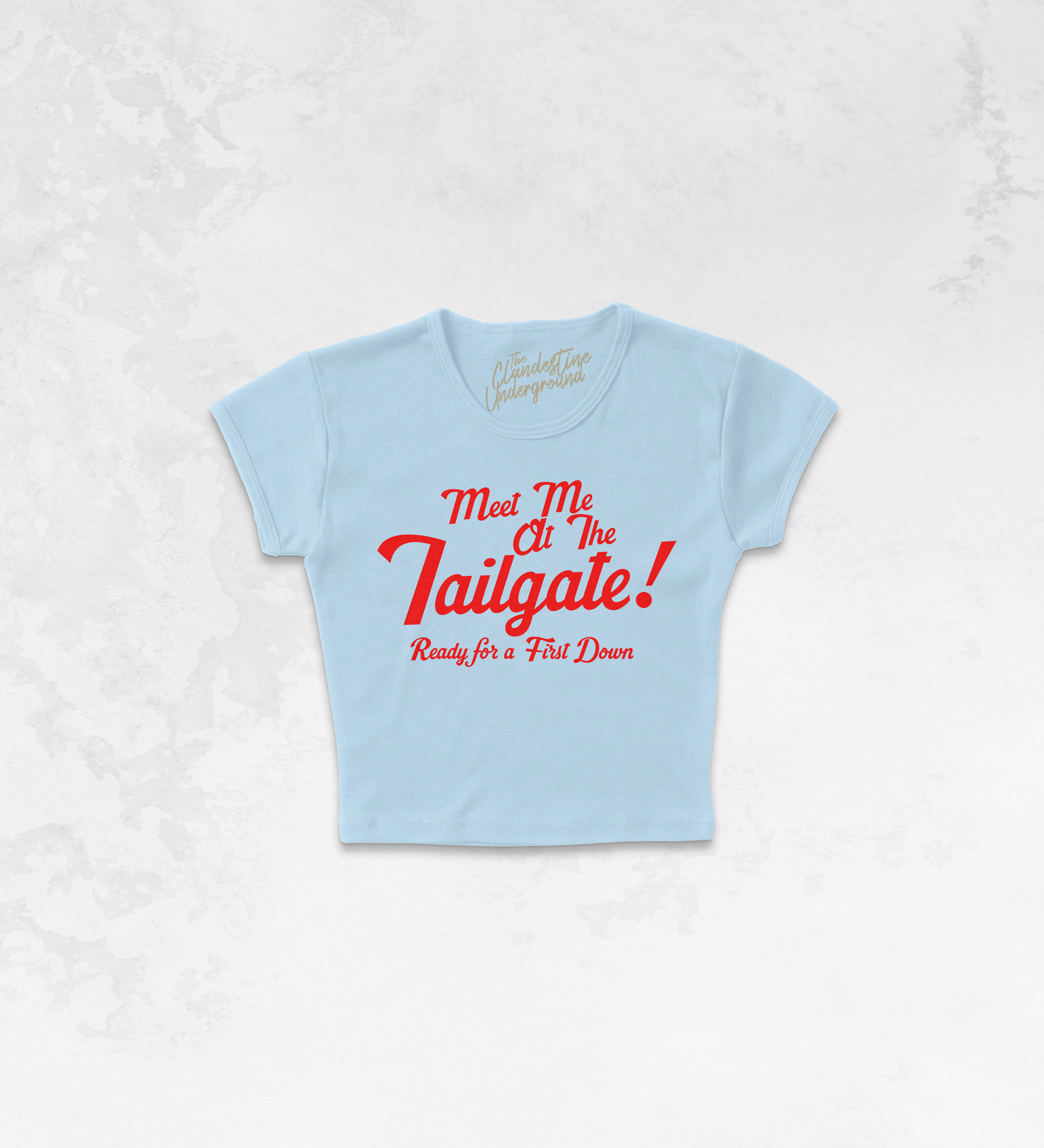 Underground Original Design: Meet Me at the Tailgate! (Red) Micro-Ribbed Baby Tee