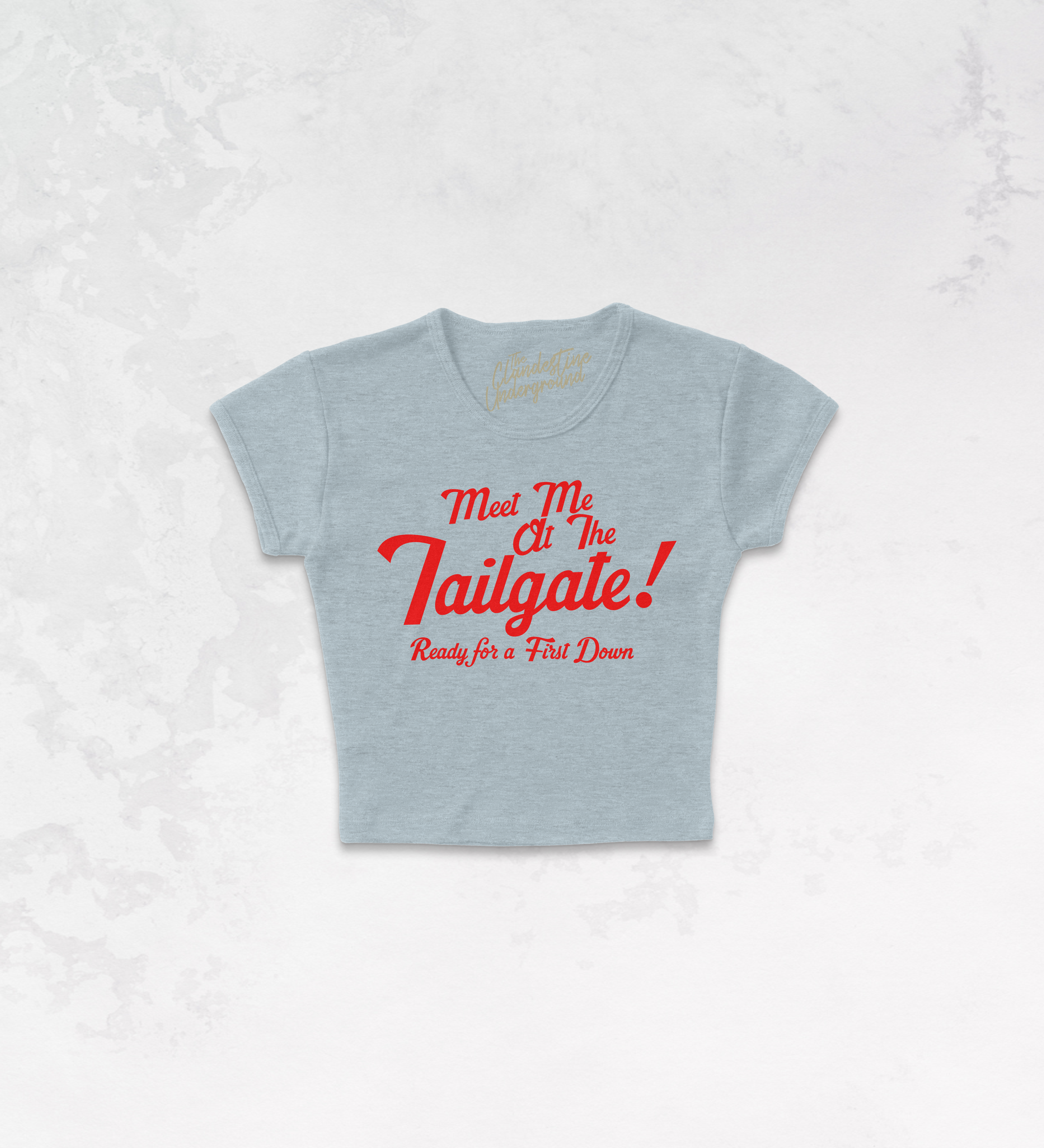 Underground Original Design: Meet Me at the Tailgate! (Red) Micro-Ribbed Baby Tee
