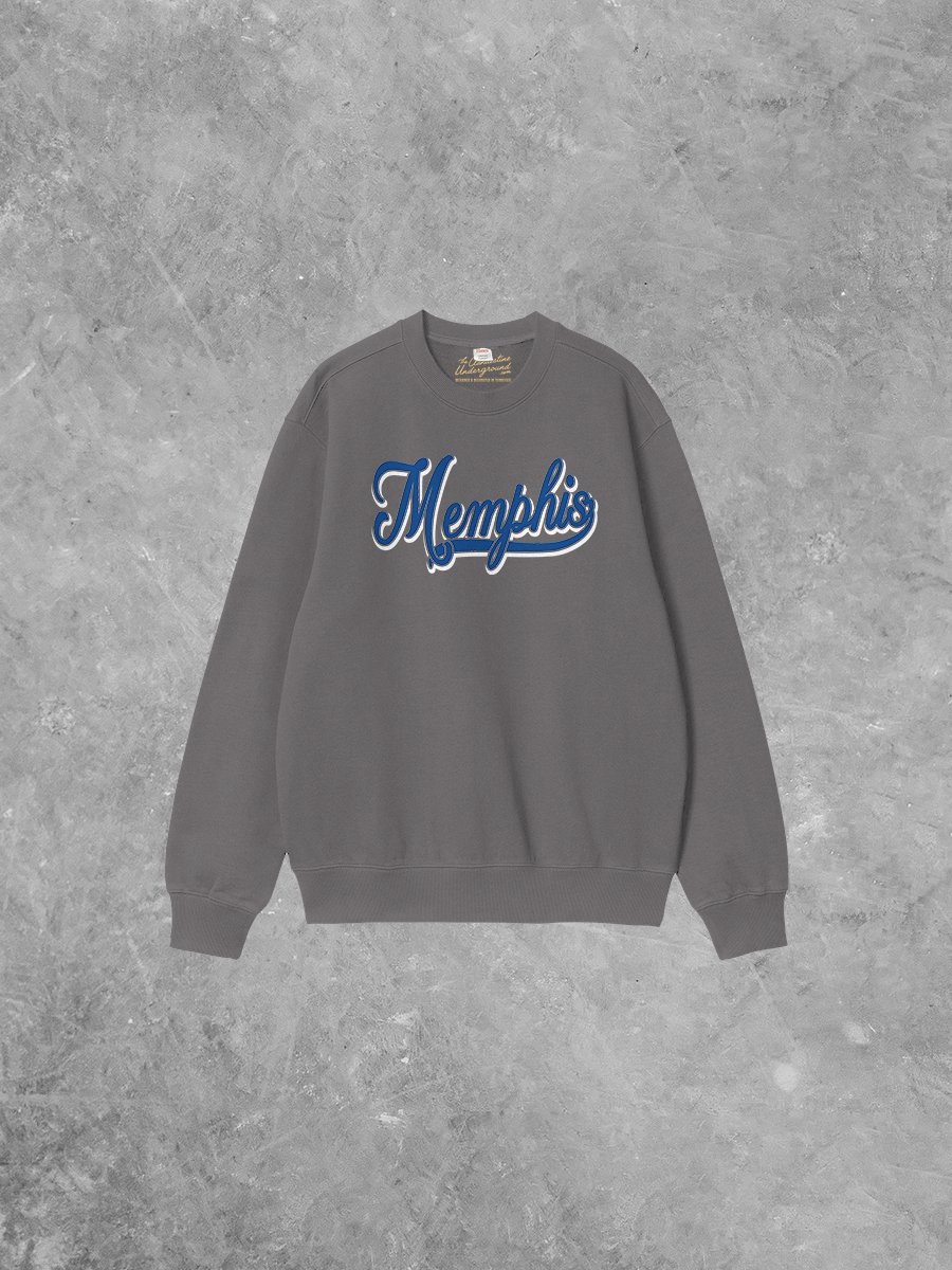 Underground Original Design: Memphis, Cursive Writing Boxy Cotton Sweatshirt
