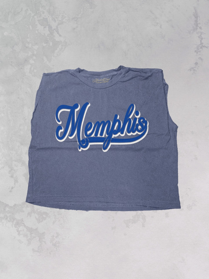 Underground Original Design: Memphis, Cursive Writing Sports Cropped Muscle Tank