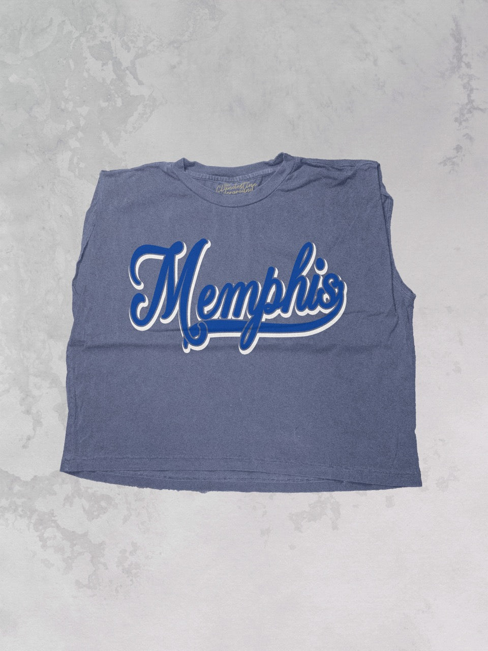 Underground Original Design: Memphis, Cursive Writing Sports Cropped Muscle Tank