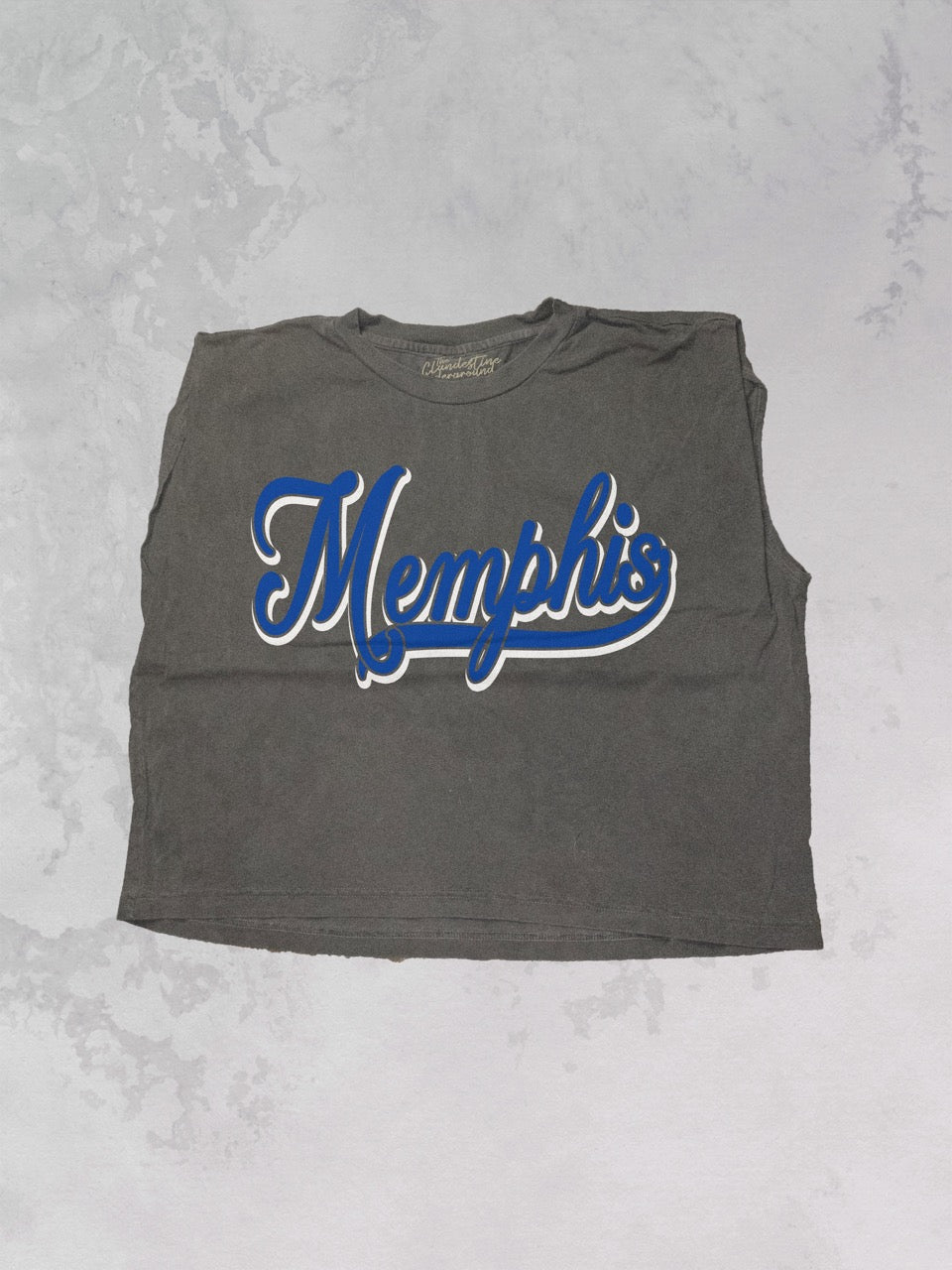 Underground Original Design: Memphis, Cursive Writing Sports Cropped Muscle Tank