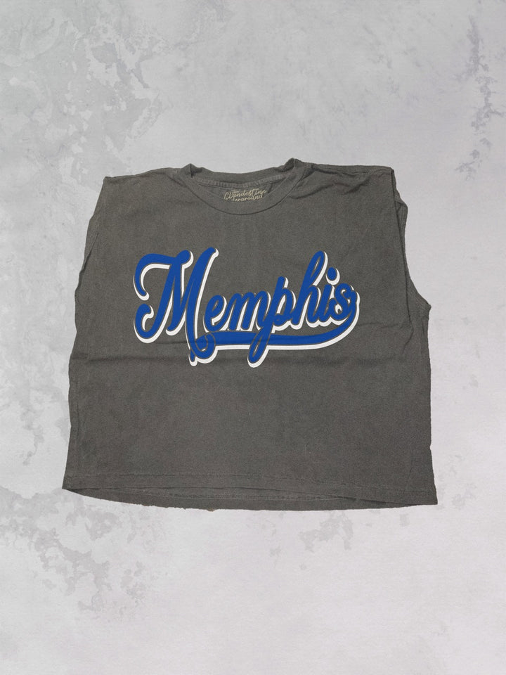 Underground Original Design: Memphis, Cursive Writing Sports Cropped Muscle Tank