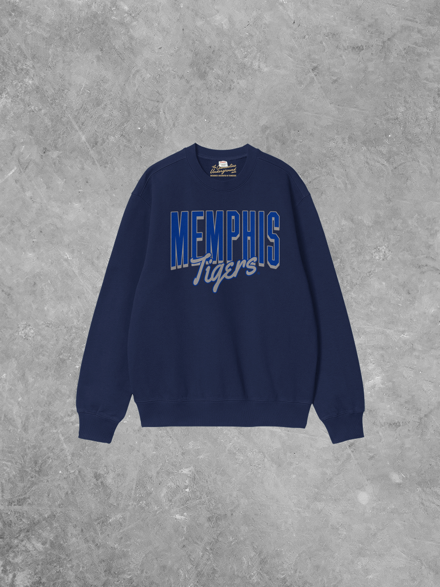 Underground Original Design: Memphis Tigers Cursive, Game Day Boxy Cotton Sweatshirt