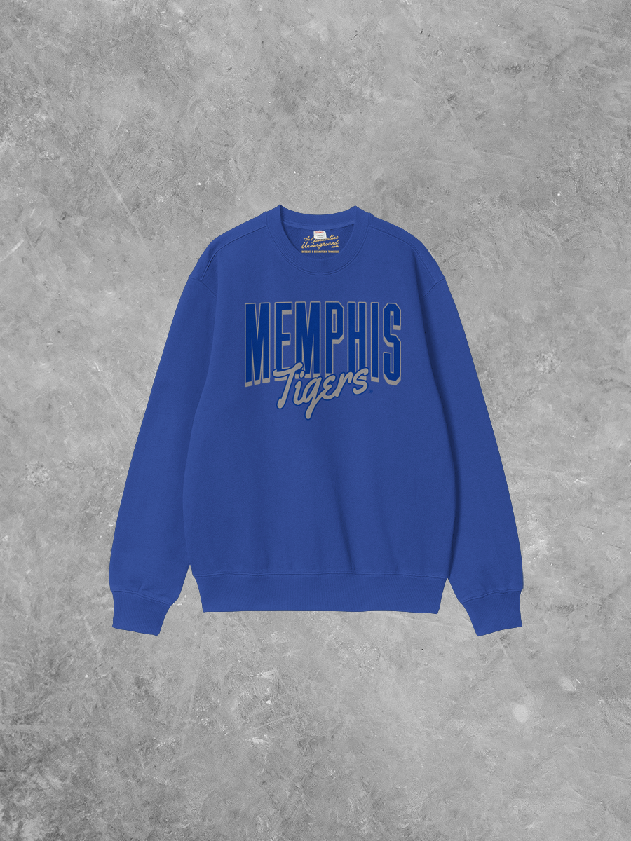 Underground Original Design: Memphis Tigers Cursive, Game Day Boxy Cotton Sweatshirt