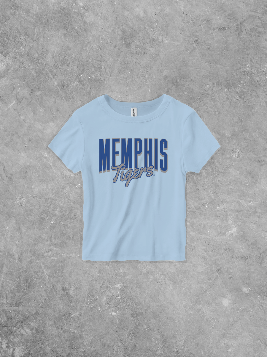 Memphis Tigers Script, Bella Canvas Baby Tee