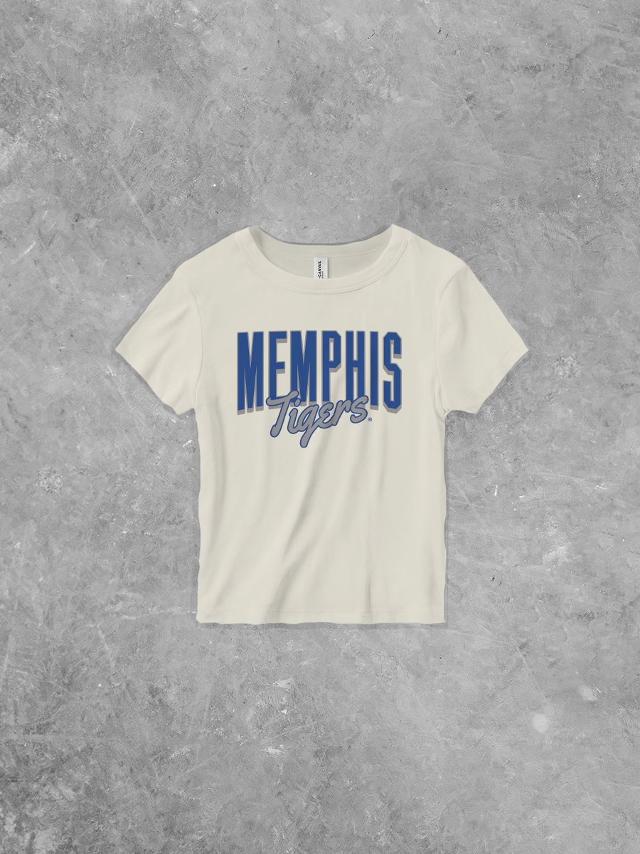 Memphis Tigers Script, Bella Canvas Baby Tee