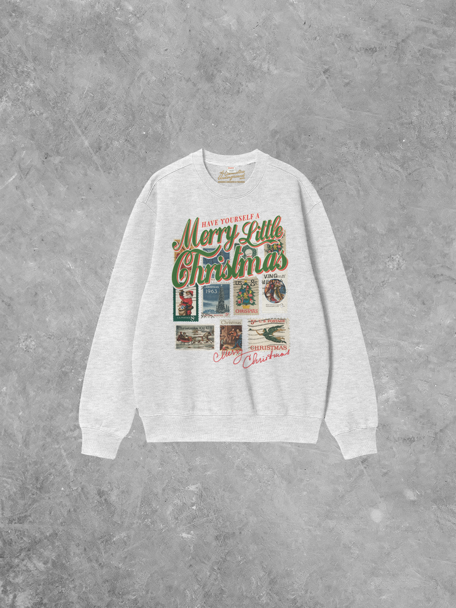 Underground Original Design: Have a Merry Christmas, Stamps Boxy Cotton 90's Sweatshirt